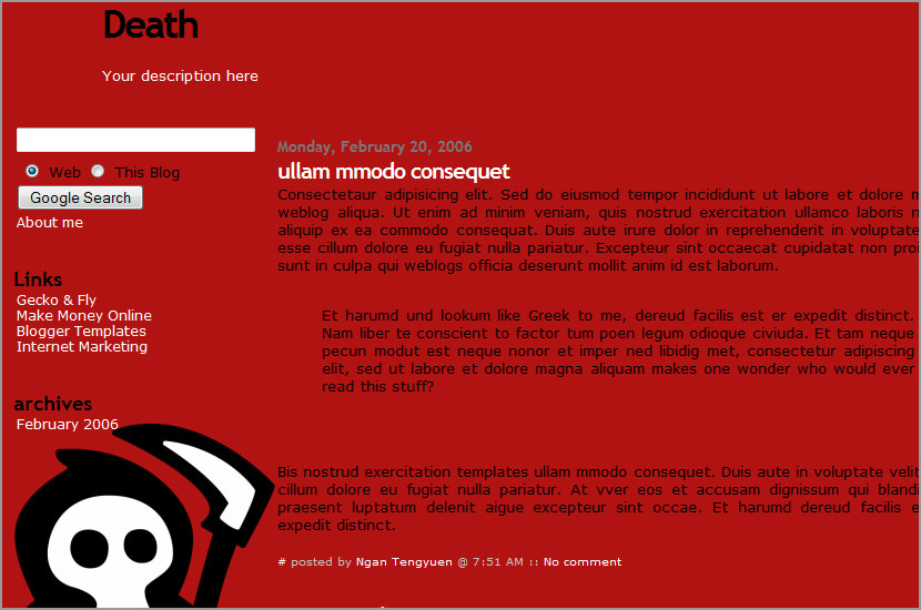 death blogger template