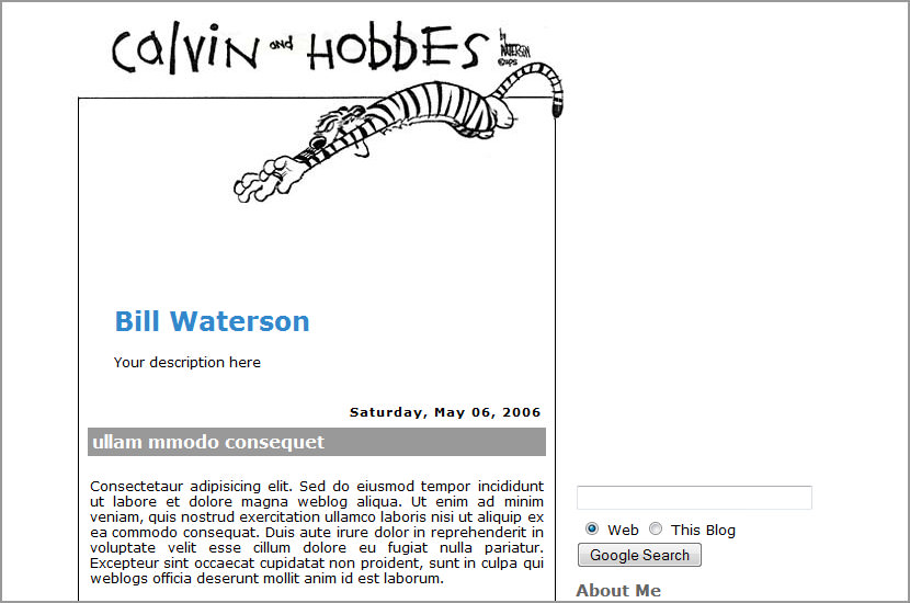 calvin hobbes template blogger