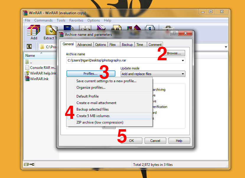 split zip files compress winrar email large