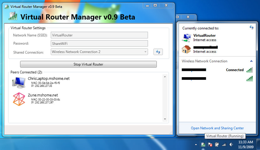 Windows 7 Virtual Wireless Router, Create Virtual WiFi Hotspot