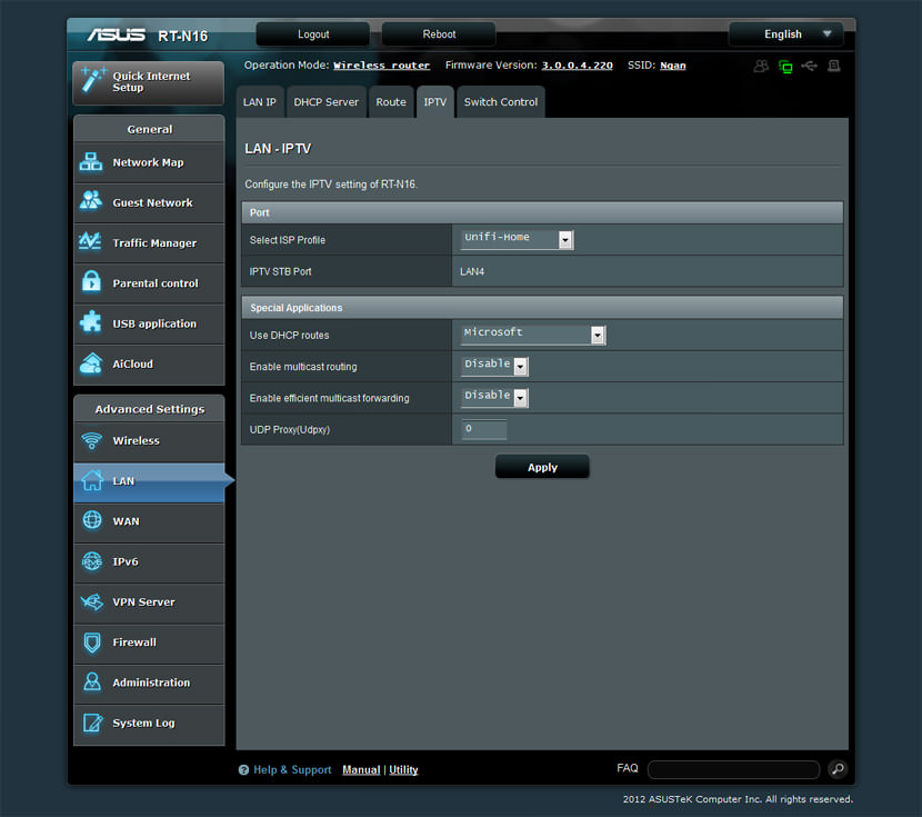 Asus RT-N16 - TM Unifi Ready Router