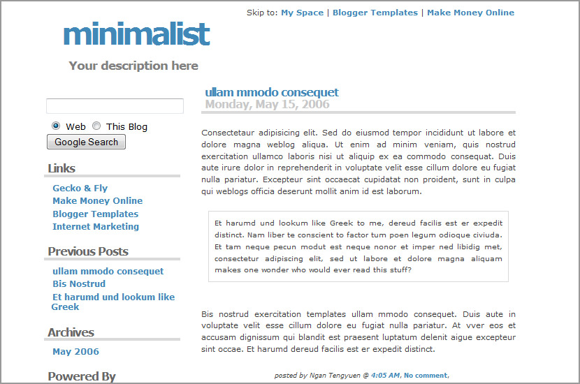 minimalist google blog blogspot