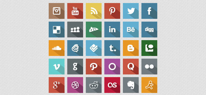 Long Shadow Flat Social Media Icons