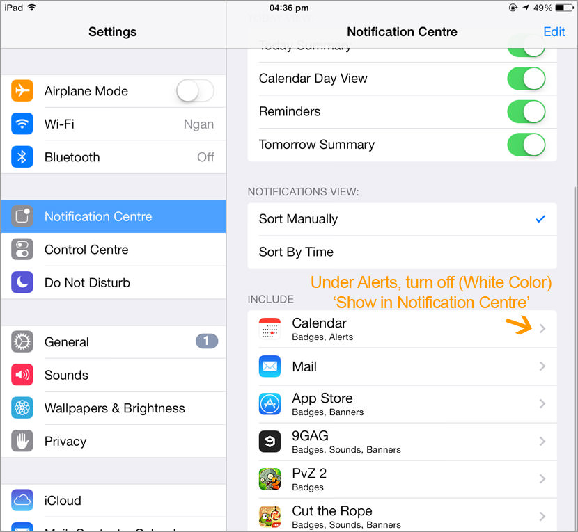 iphone disable push notification