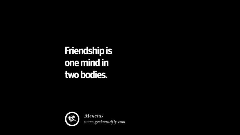 Friendship is one mind in two bodies. - Mencius