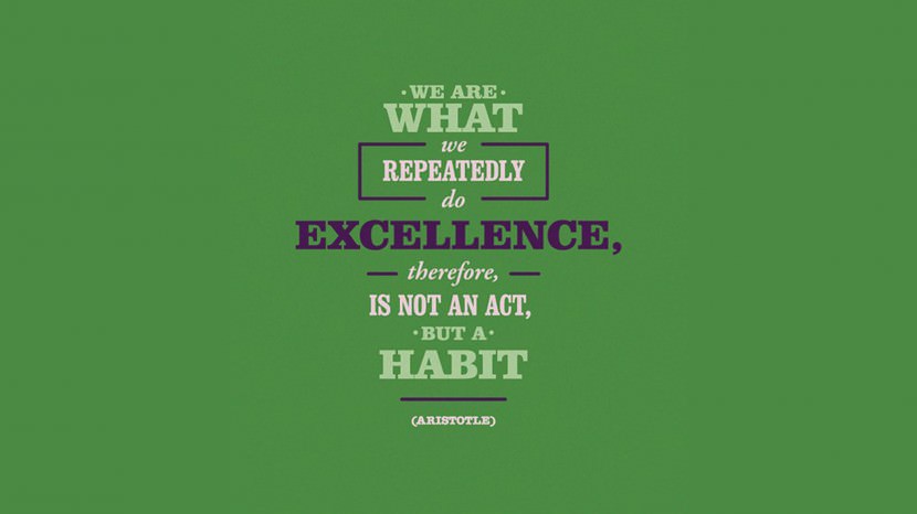 We are what they repeatedly do. Excellence, then, is not an act, but a habit. - Aristotle