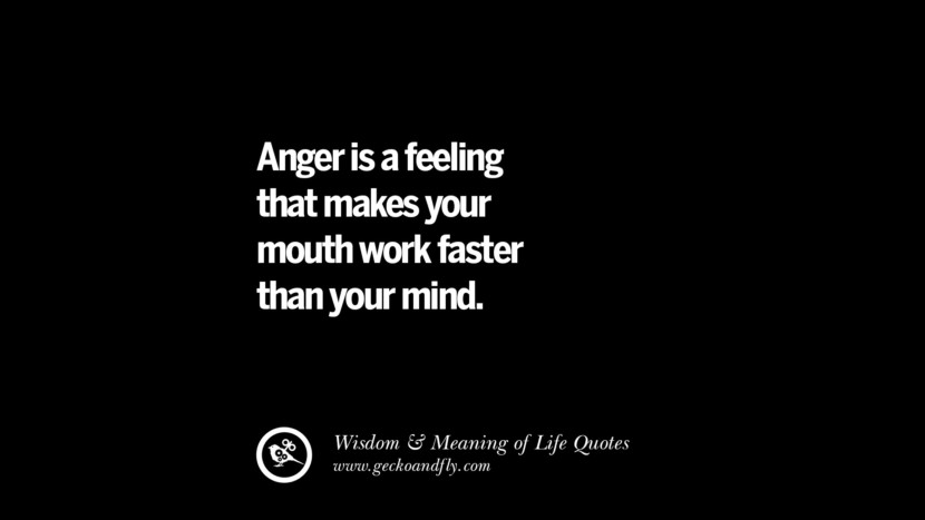 Anger is a feeling that makes your mouth work faster than your mind.