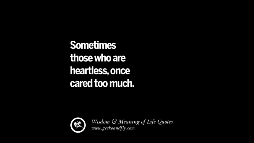 Sometimes those who are heartless, once cared too much.