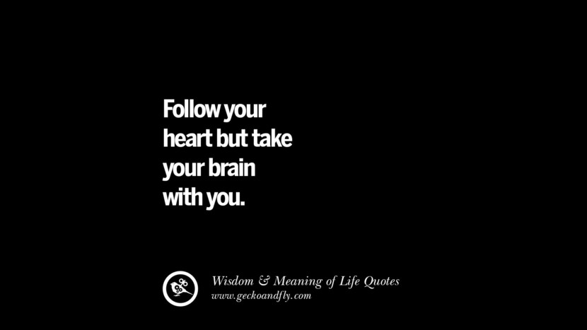 Follow your heart but take your brain with you.