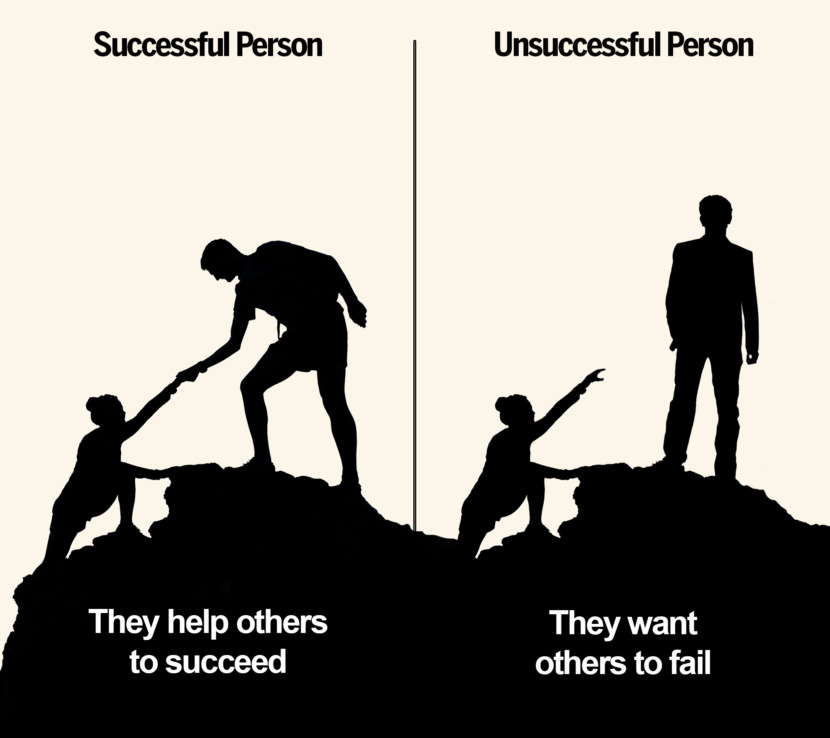 They help others to succeed vs they want others to fail.