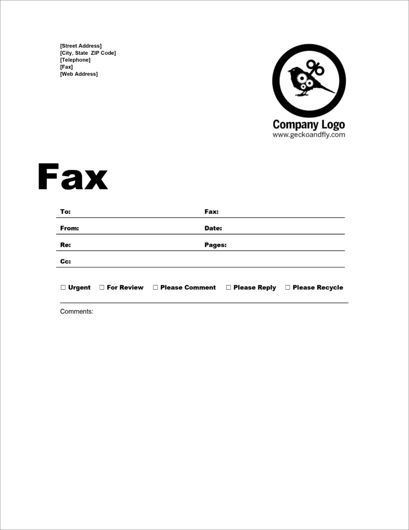 fax cover letter free printable