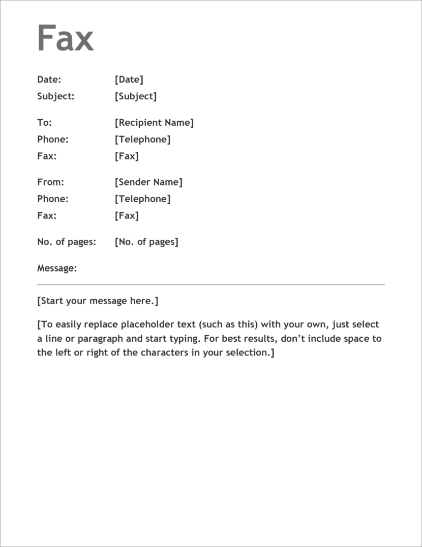 fax cover letter google doc