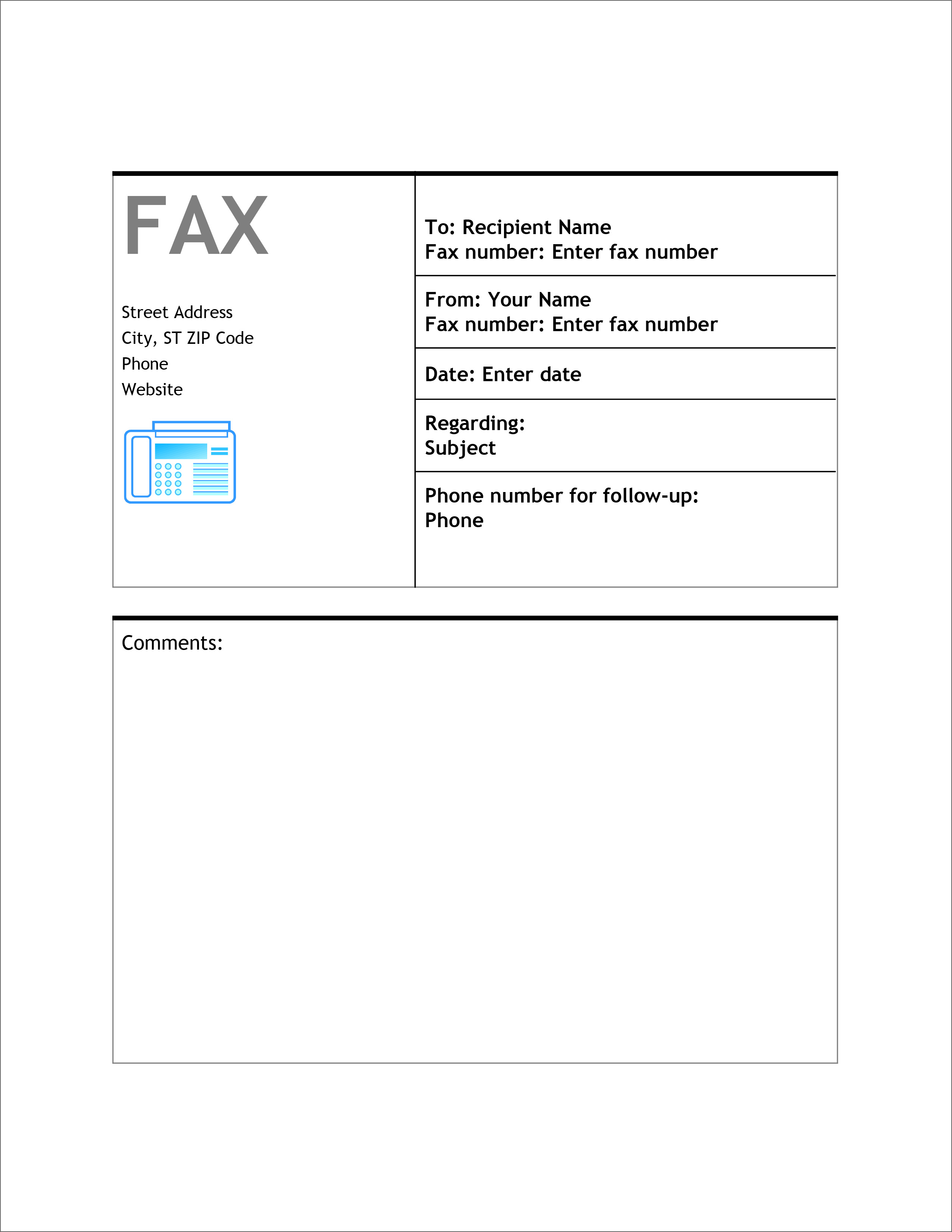 Fax Cover Letter Template Free