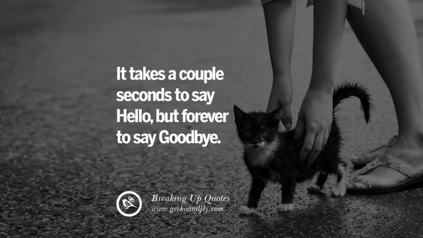 It takes a couple seconds to say Hello, but forever to say Goodbye.