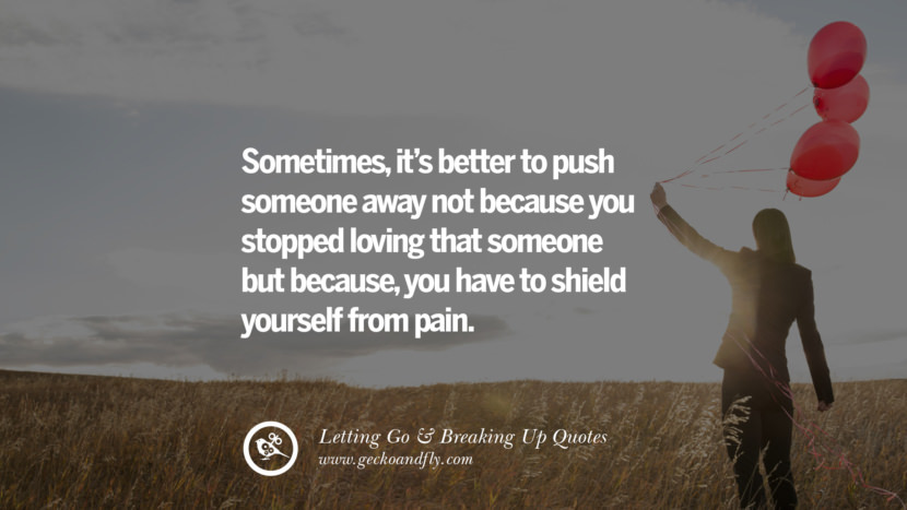 Sometimes, it’s better to push someone away…not because you stopped loving that someone..But because, you have to shield yourself from pain.