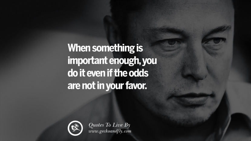 When something is important enough, you do it even if the odds are not in your favor. Quote by Elon Musk