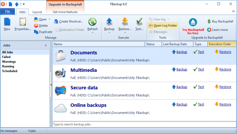 main window FBackup