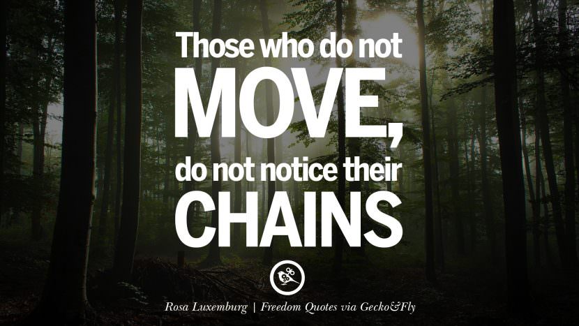 Those who do not move, do not notice their chains. - Rosa Luxemberg