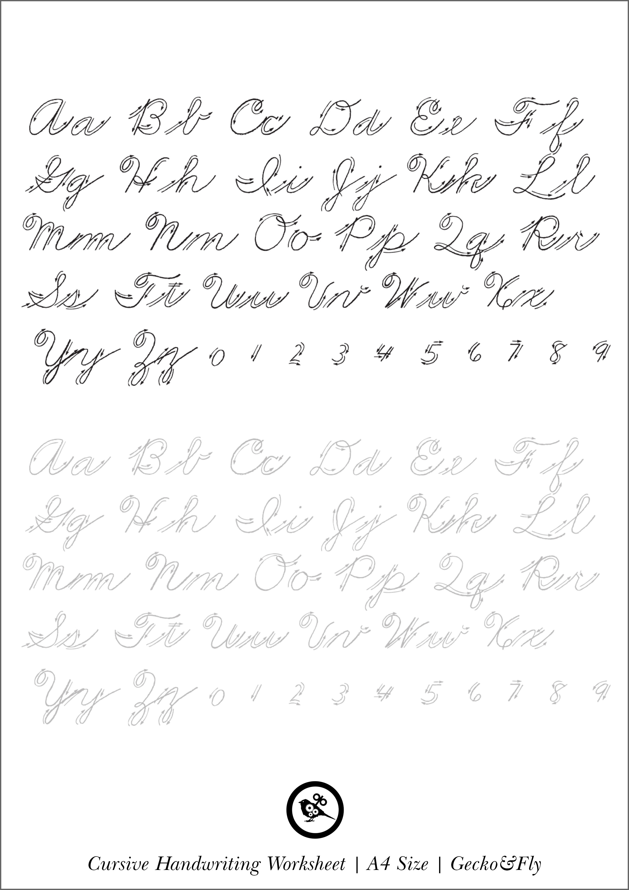 Free Cursive Worksheets Printable