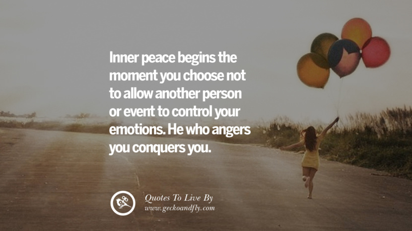 Inner peace begins the moment you choose not to allow another person or event to control your emotions. He who angers you conquers you. 