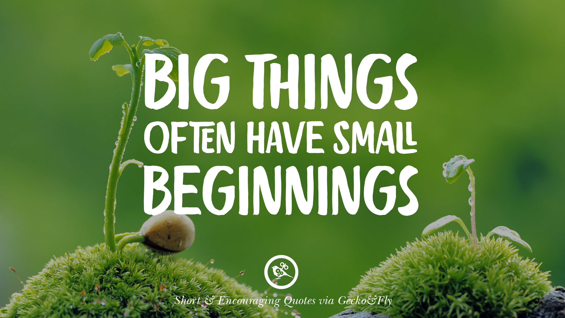 Have a thing going with. Big things have small beginnings. Short quotes. Short Life quotes. Encouraging quotes.
