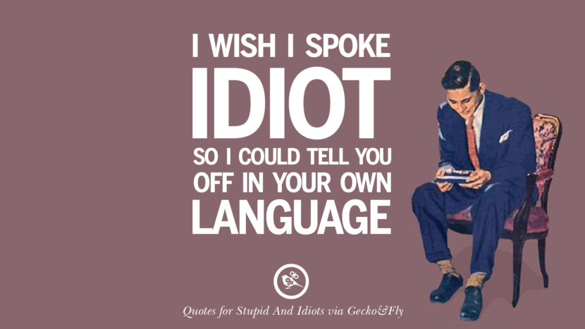 I wish I spoke idiot so I could tell you off in your own language.