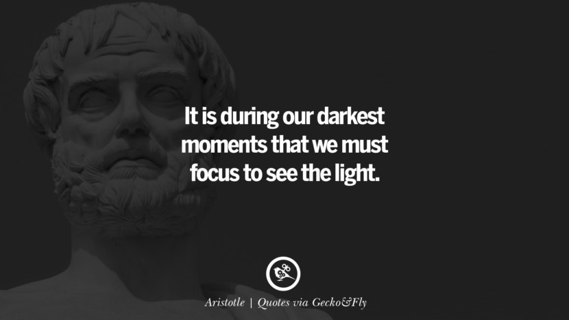 It is during their darkest moments that they must focus to see the light. - Aristotle