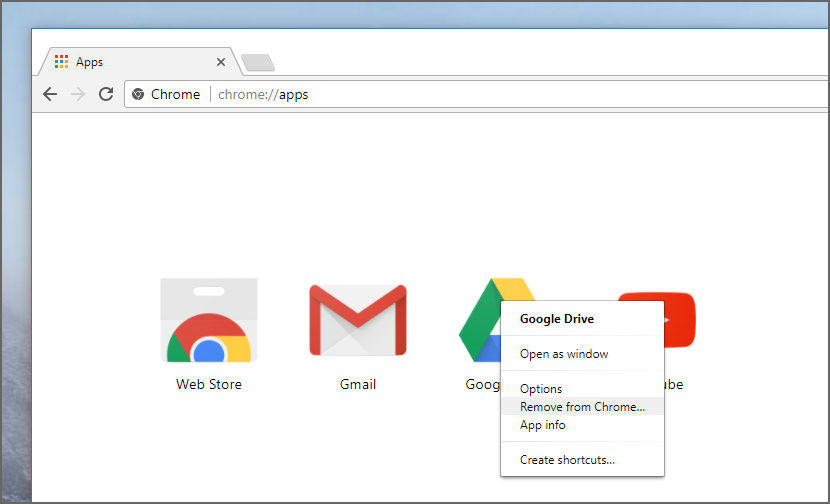 delete chrome apps