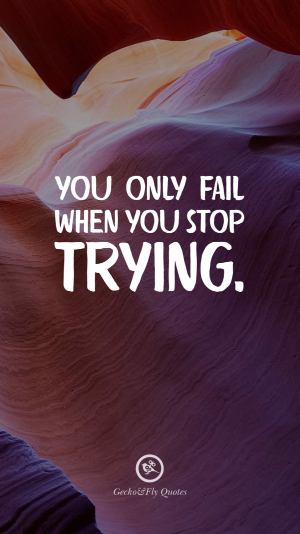 You only fail when you stop trying.
