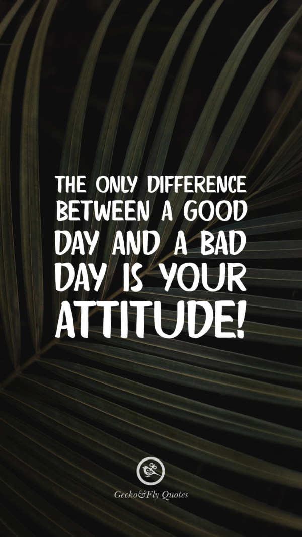 The only difference between a good day and a bad day is your attitude!