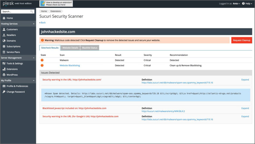 Sucuri Security Scanner