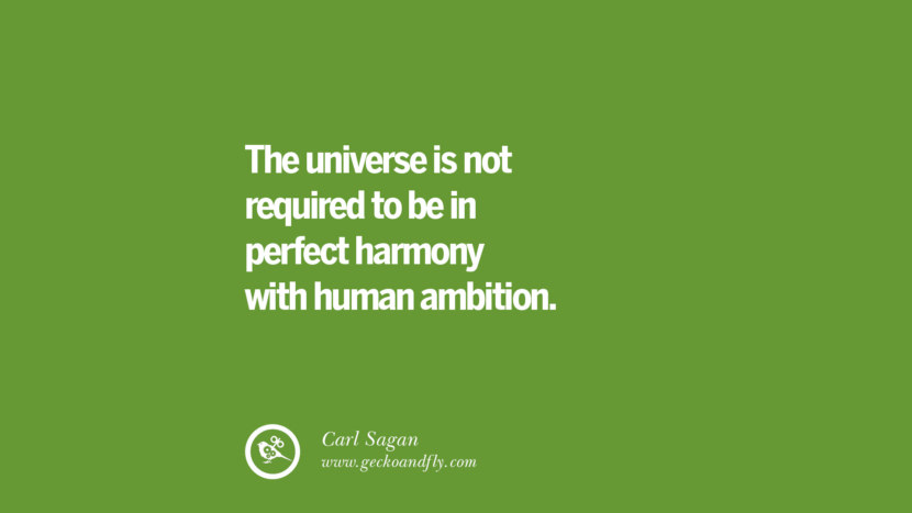 The universe is not required to be in perfect harmony with human ambition. – Carl Sagan