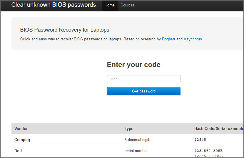 BIOS Password Generator for Laptops