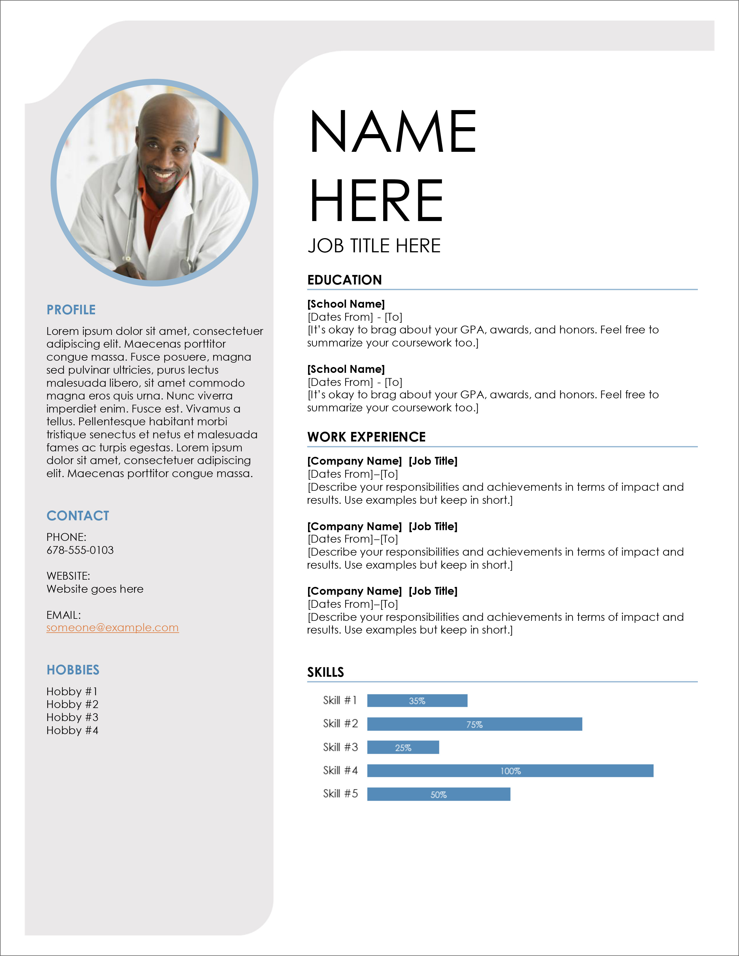 Cv Template Word Physician / Medical Resume Template Word Professional