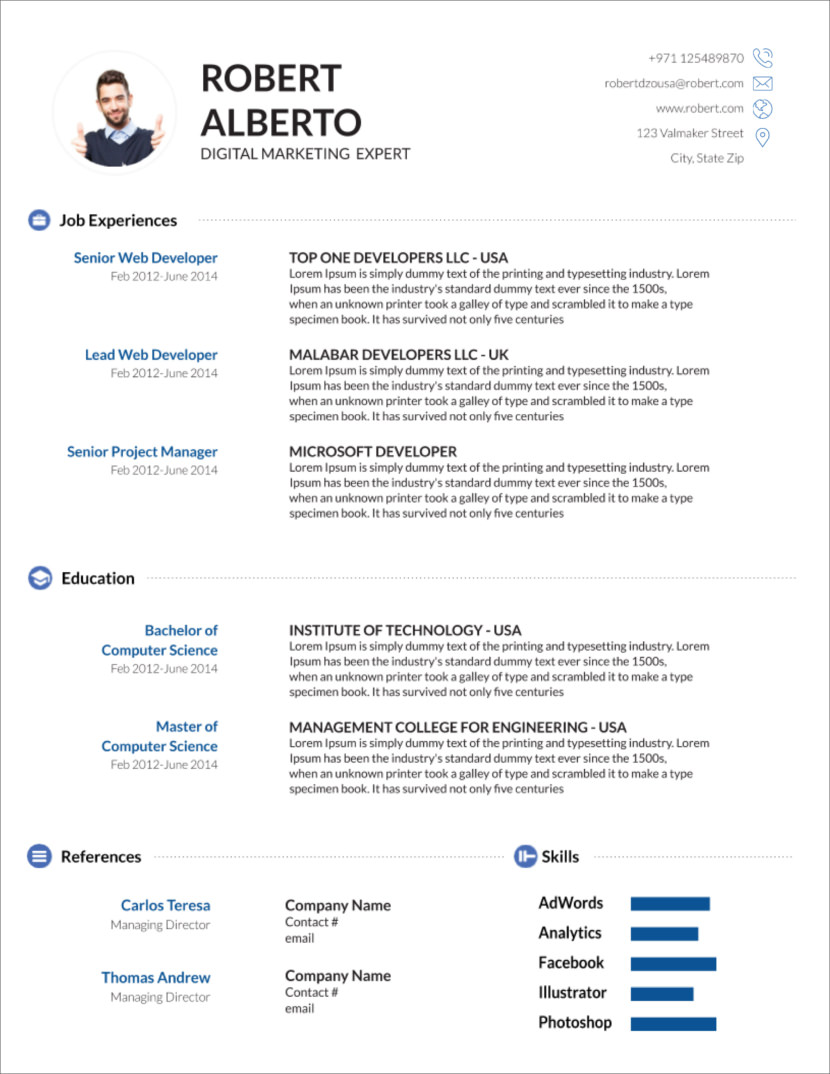 sample resume download in word