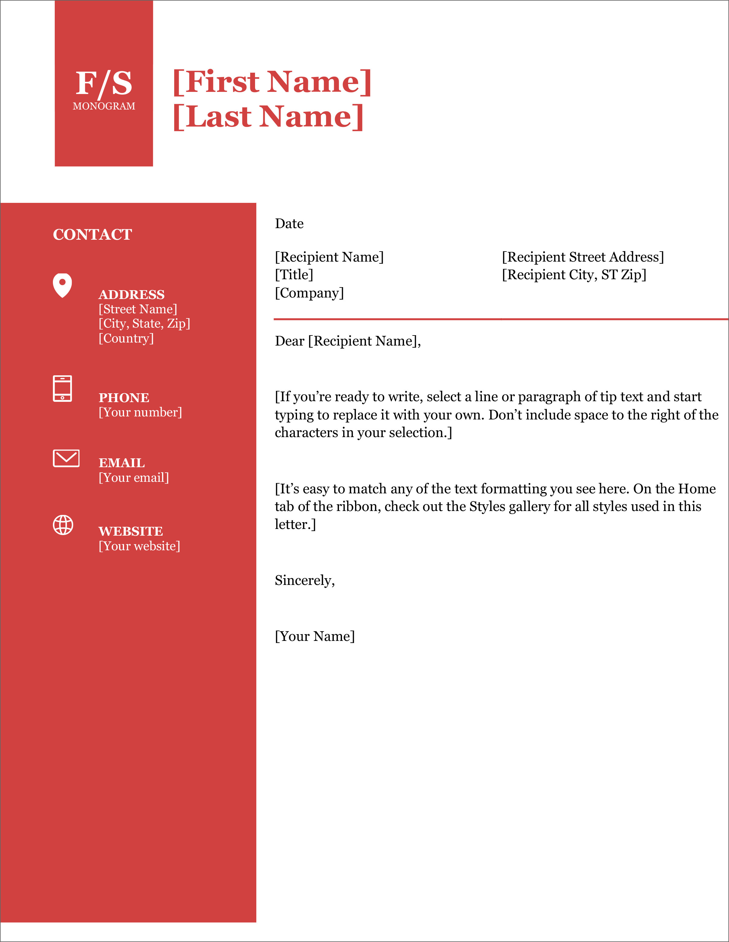 cv cover letter word template