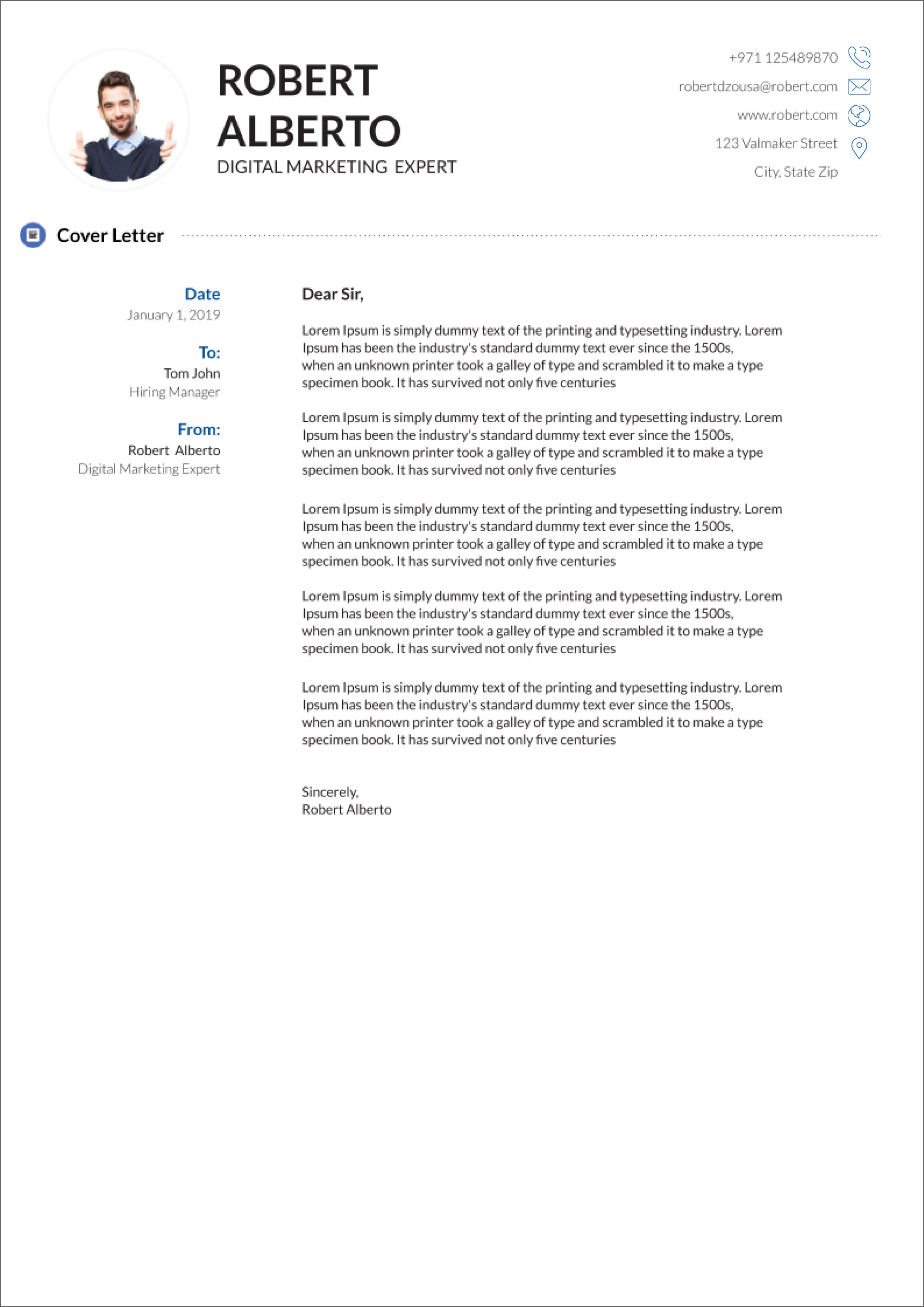 create a cover letter in word