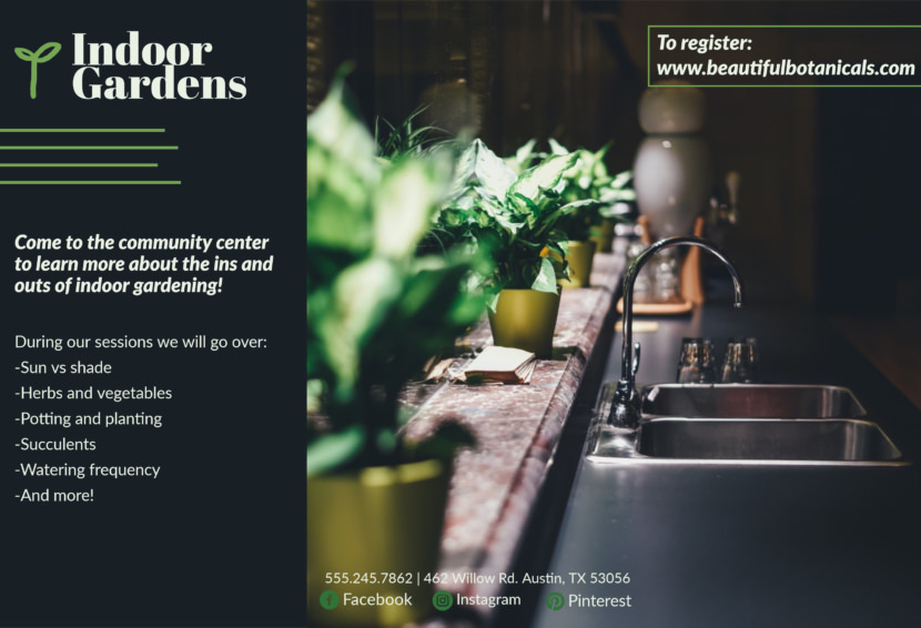 Screenshot of indoor gardening brochure template