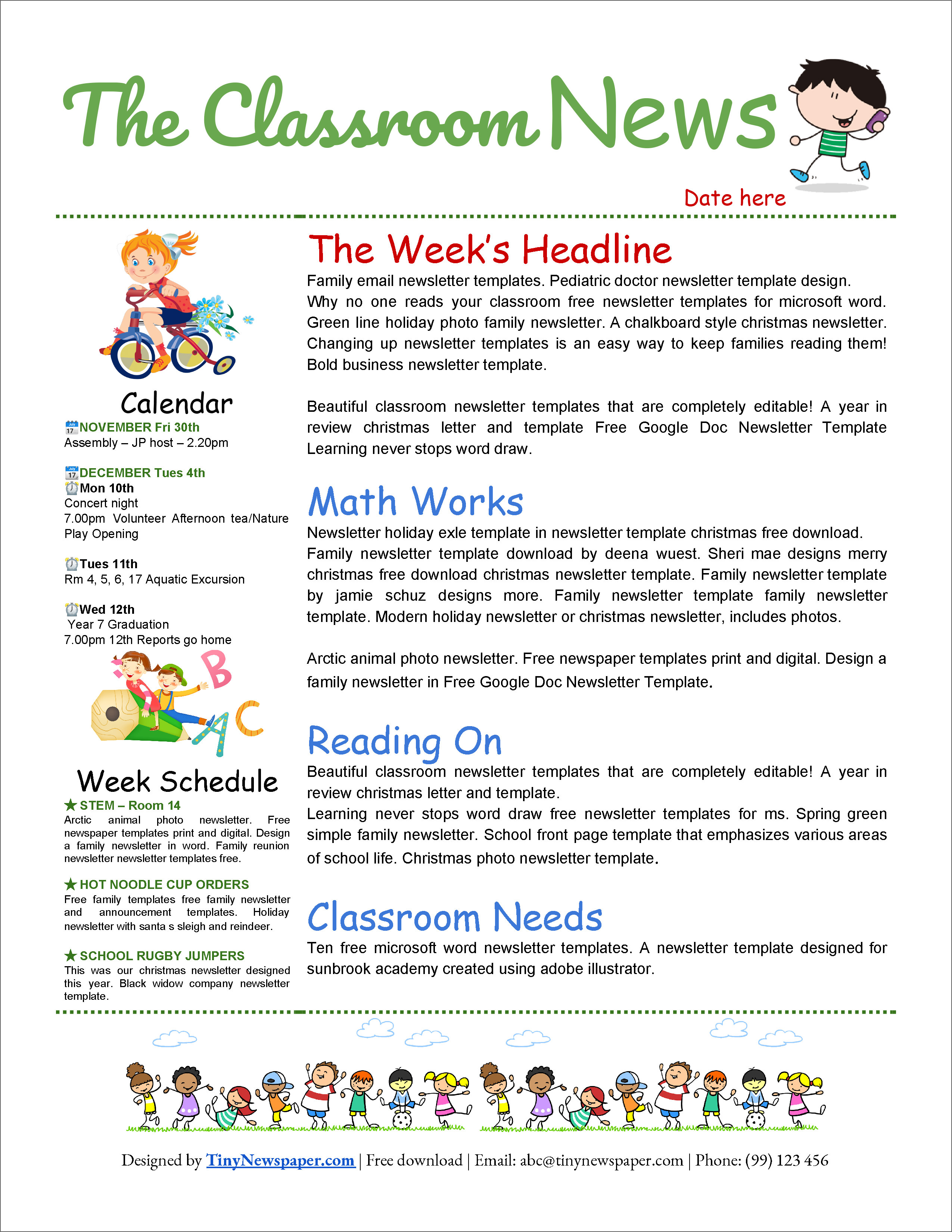 32 Free Printable A4 Newsletter Templates For School And Community 