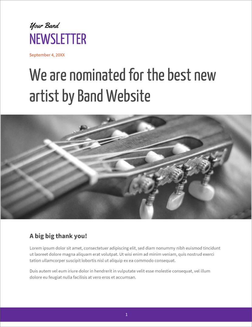 Screenshot of free printable newsletter template for school and communities