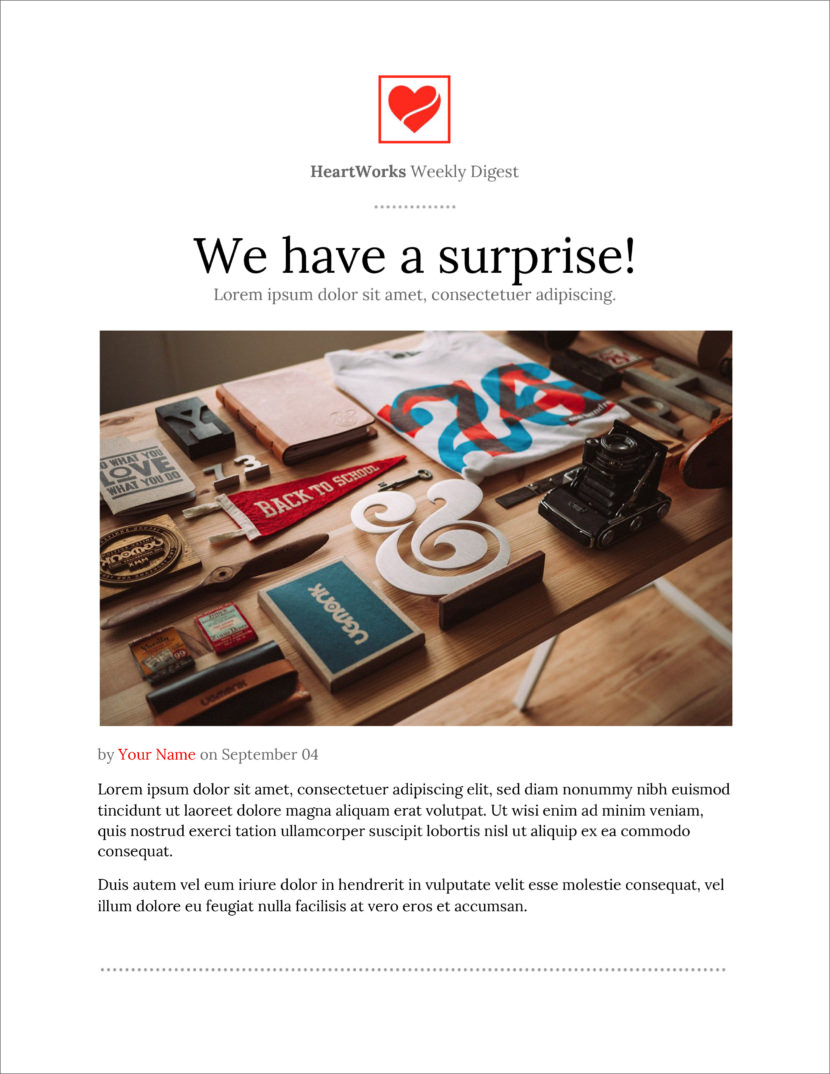 Screenshot of free printable newsletter template for school and communities download