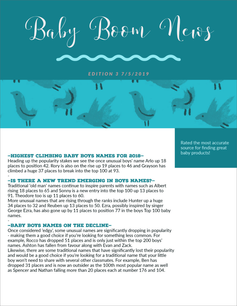 baby Screenshot of free printable newsletter template for school and communities