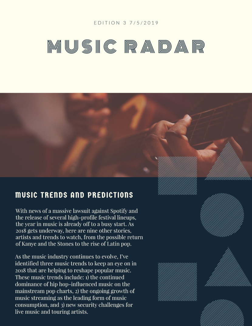 music festival Screenshot of free printable newsletter template for school and communities