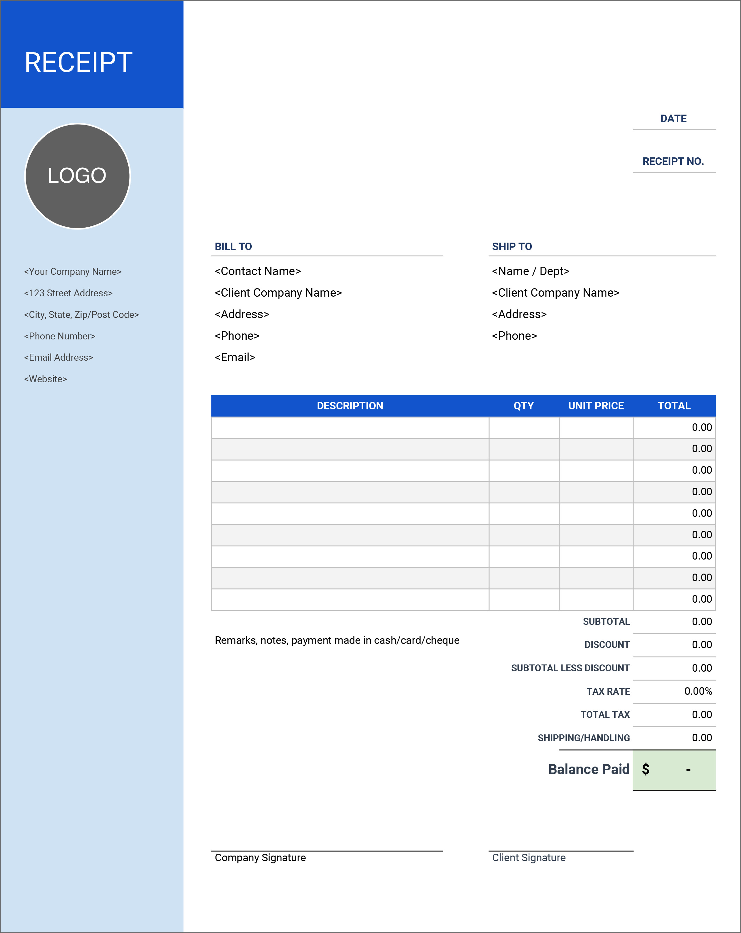 Free Receipt Templates Download For Microsoft Word Excel And Free Receipt Templates