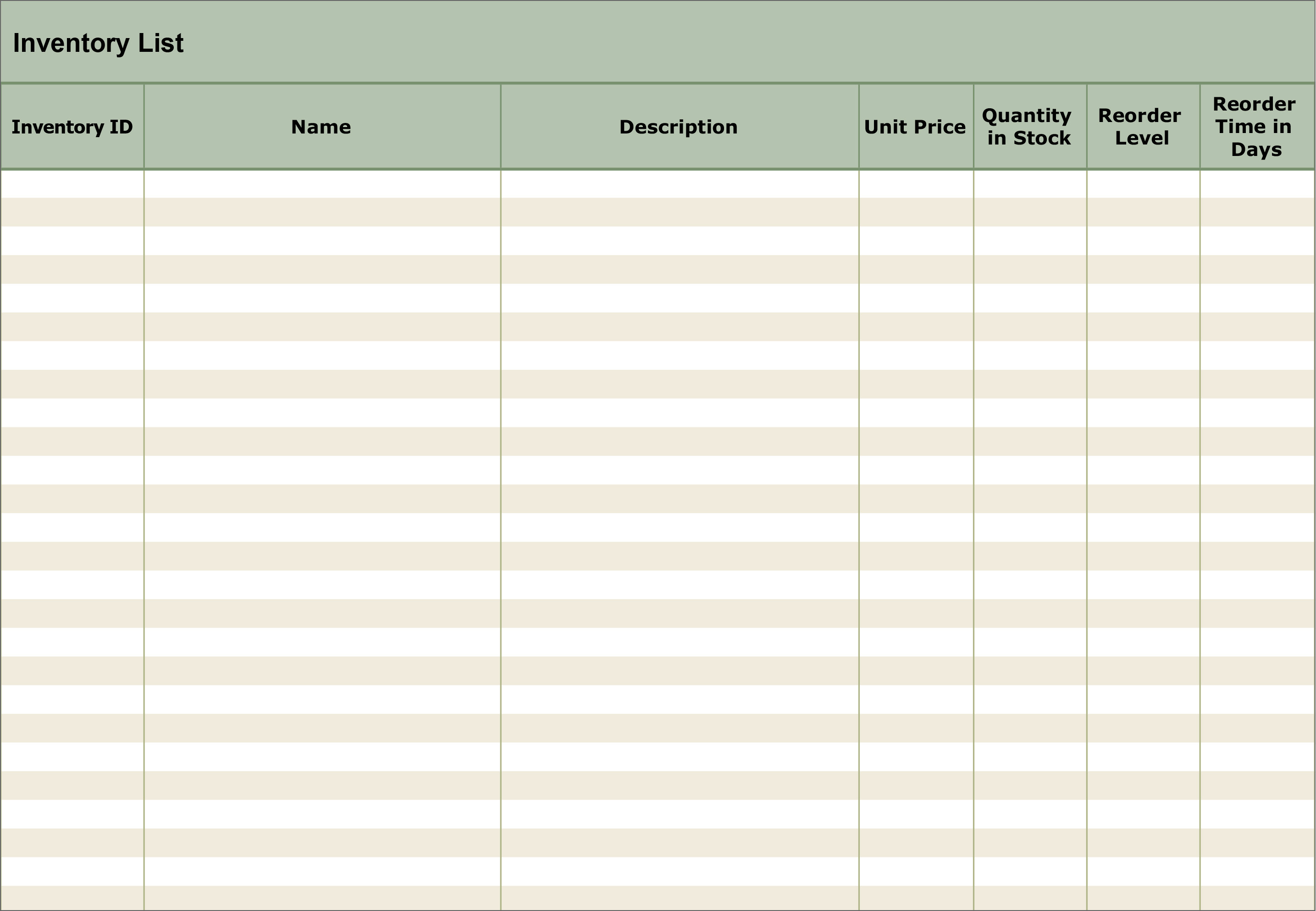 Product Inventory Template from www.geckoandfly.com