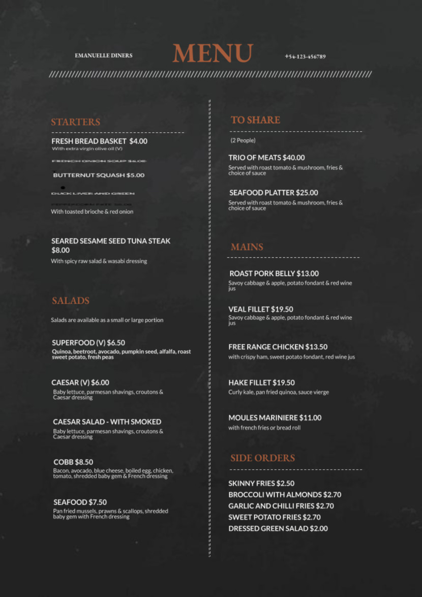 32 Free Simple Menu Templates For Restaurants, Cafes, And