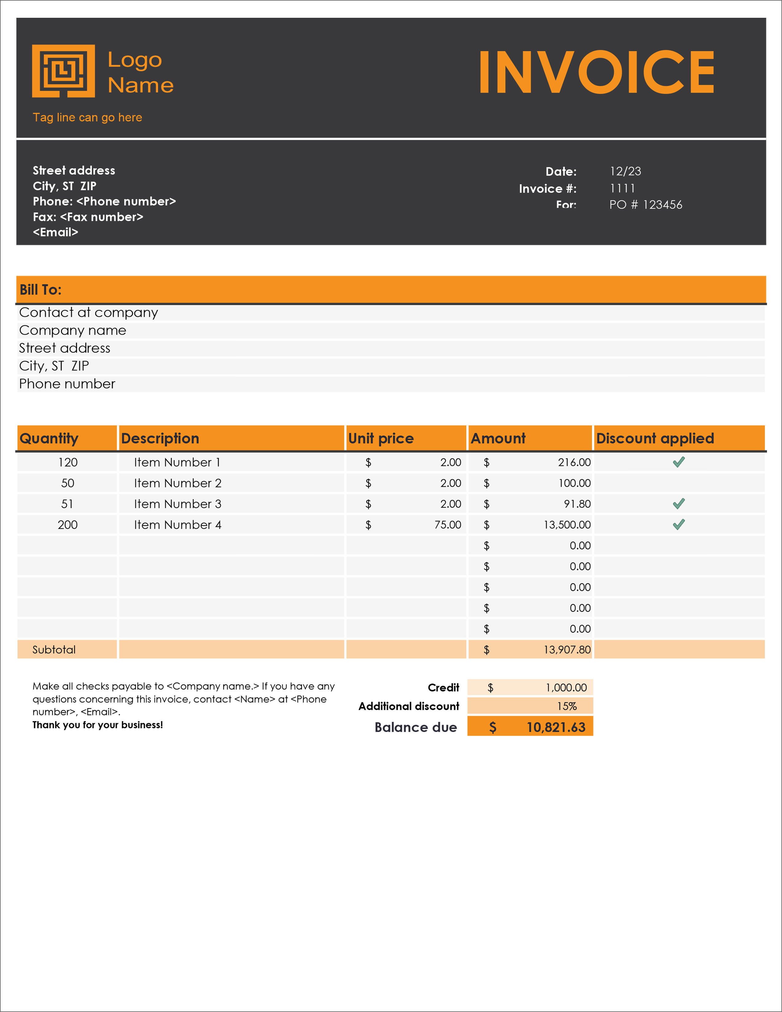 download invoice template excel