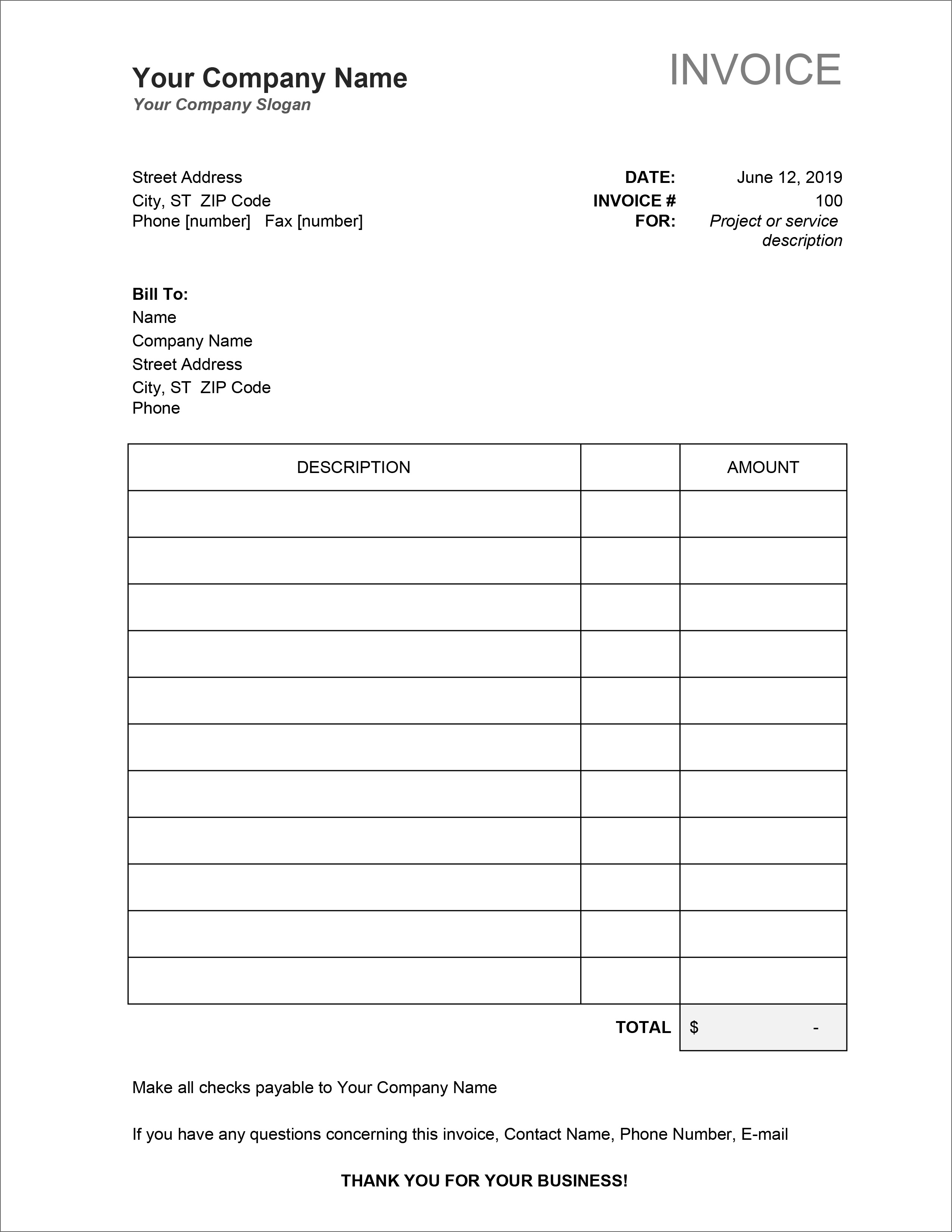 microsoft excel invoice template free download