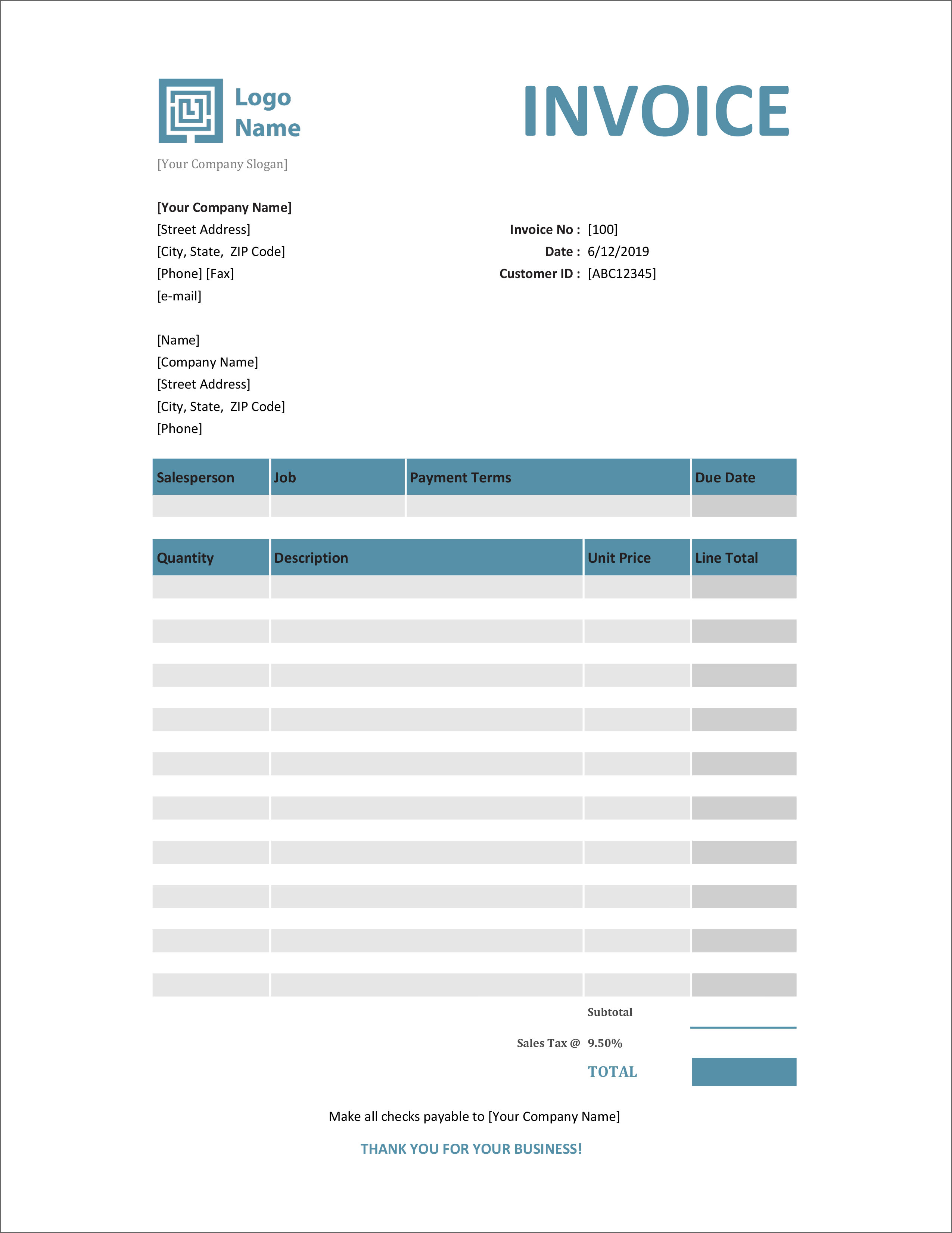 microsoft excel invoice template