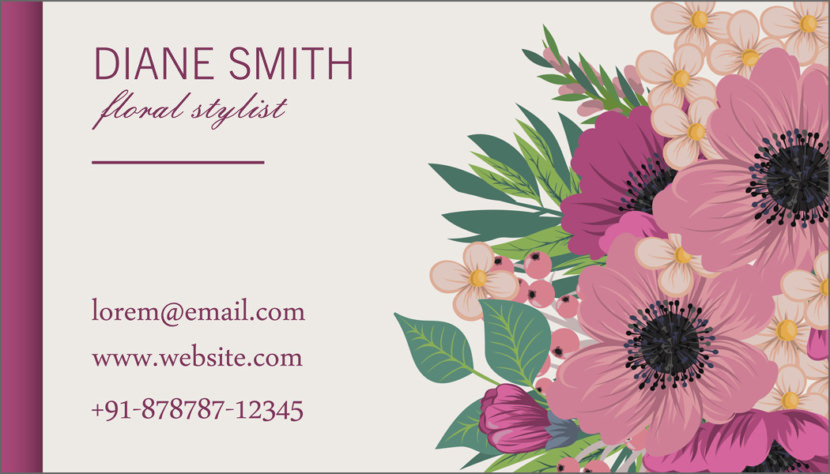 Screenshot of blank Florist Business Card Template